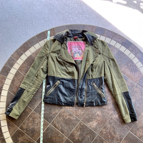 Nordstrom Collection by Bernardo Green Moto Jacket - Picture 2 of 3